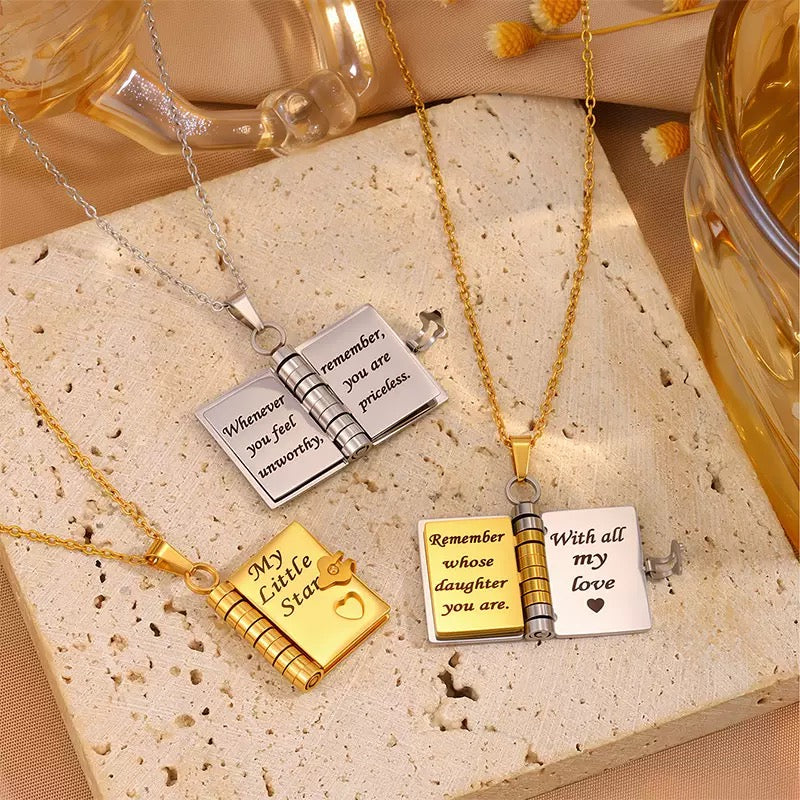Book Engraved Gift Necklace