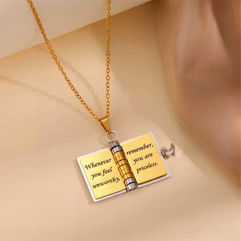 Book Engraved Gift Necklace
