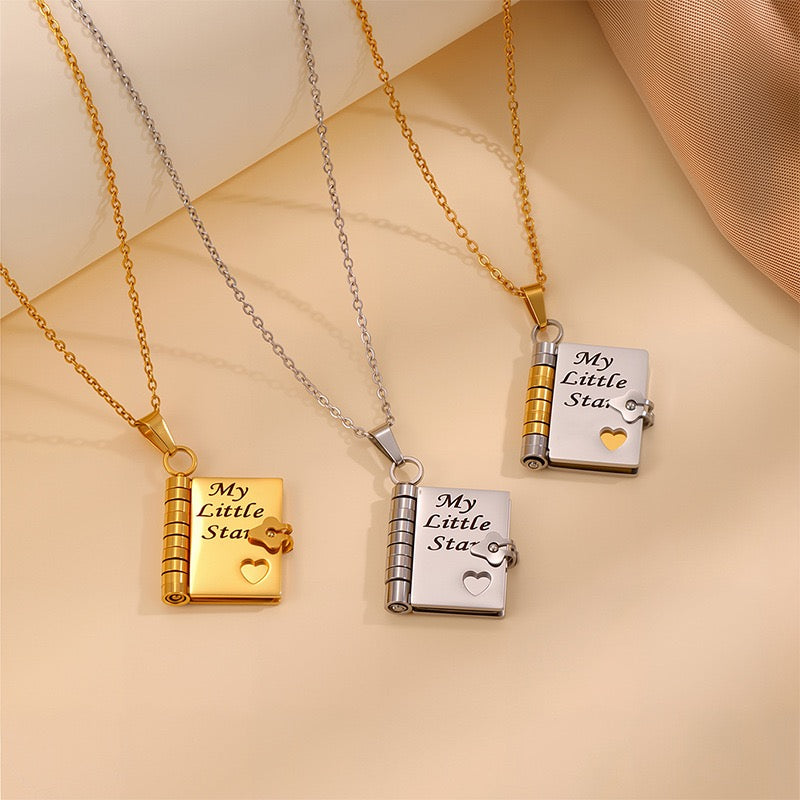 Book Engraved Gift Necklace